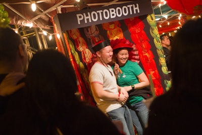 At the night market's Malaysia pavilion, sponsor Fiji Water brought in a photo booth from Polite in Public.