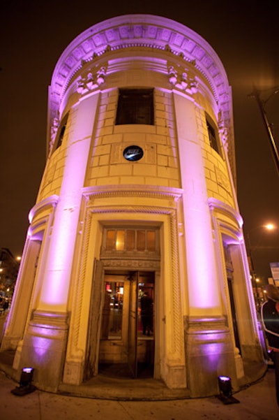 To celebrate the opening of Six Points, a retail space on Milwaukee Avenue, Nike took over a vacant bank building just down the street. The company's logo appeared in a window over the main entrance, and Event Creative bathed the exterior in violet light.