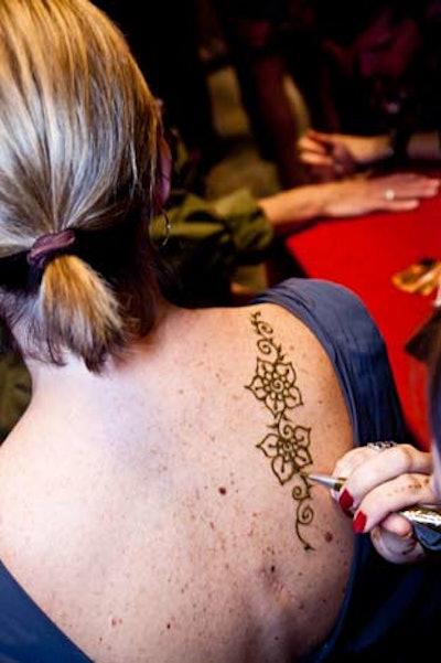 The after-party included complimentary henna tattooing.