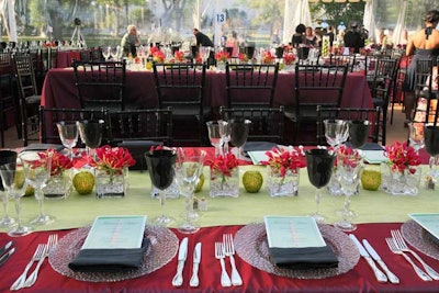 While the majority of guests dined at bar-height tables, the evening's co-chairs and special guests sat at a standard table near the stage.