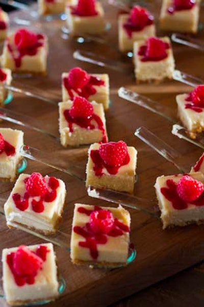 Armani's also served mini cheesecake bites topped with raspberries.