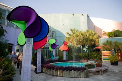 Colorful spandex wheels decorated the main entrance to the venue.