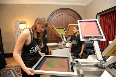 Fresh Pressed set up screen printing stations.