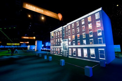The building representing a Robin Hood-funded shelter included projections of Google Street View images and video from inside the facility's apartments.