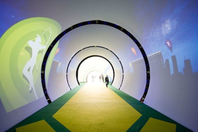 As in years past, entrance to the cocktail area was through a long, cylindrical tunnel.