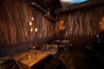 According to designer Bill Heffernan, the decor was inspired by the Samuel Beckett play Endgame. 'The decor transformed a raw industrial space into a surrealistic, forest-like' space, he said.