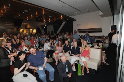 A crowd assembled for the culinary theater event.