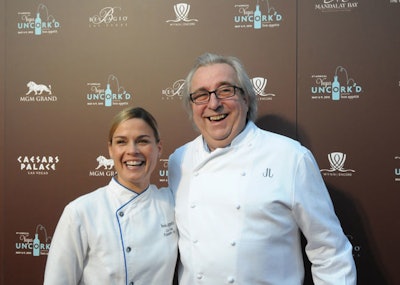 Cat Cora and Jean Joho posed at the grand tasting.