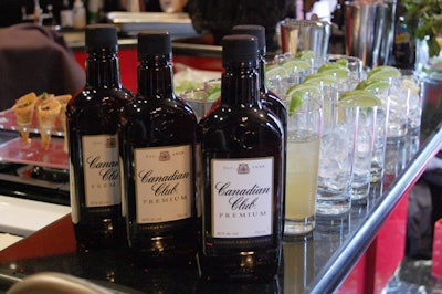 Bottles of Canadian Club topped the bar in the kitchen, which L-Eat Catering used as a prep area.