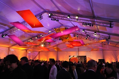 With four days for the set up and breakdown of the event, the Whitney was able to assemble a large dinner tent and its interior decor at the downtown site ahead of time. MKG based the ceiling installation on work in Guyton/Walker's portfolio.