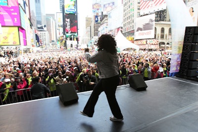 At the end of the walk, Winfrey took to the stage in Times Square to address the crowd and wrap up the weekend.
