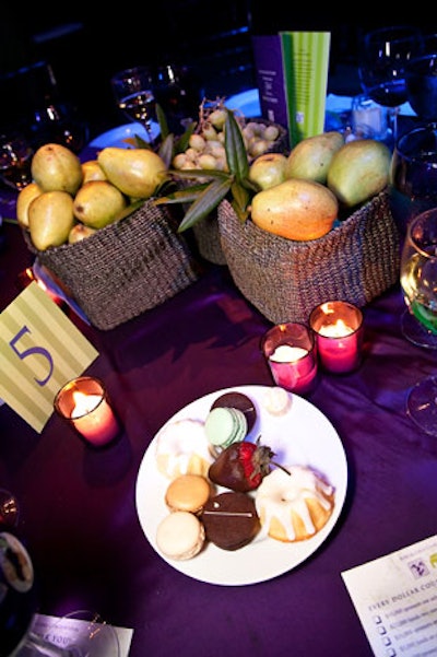 Winston Flowers created fruit basket centerpieces, and the Catered Affair served a selection of sweets.