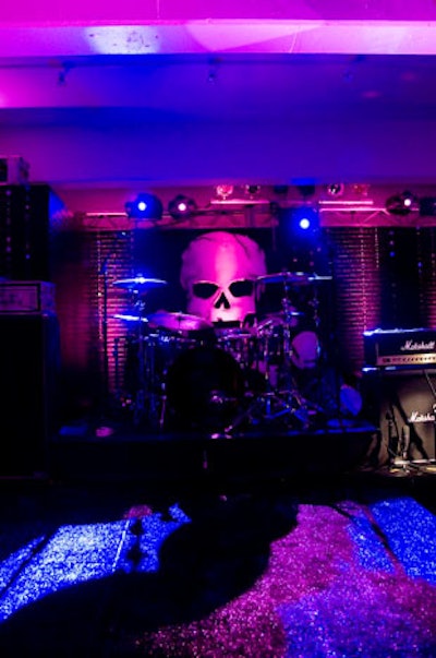 The Camp Freddy concert took place on a skull-adorned stage bathed in blue and purple light.