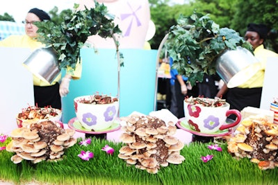 Alice in Wonderland-inspired teacups served as food displays in Fantasyland.