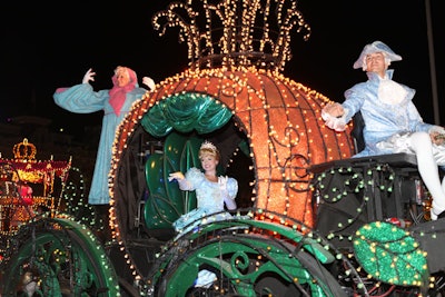 After the fireworks, Disney characters waved goodbye to guests from the park's SpectroMagic parade floats that lined Main Street U.S.A.