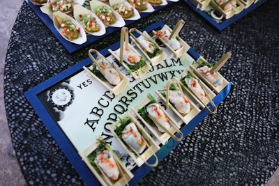 In the Haunted Mansion area, crab summer rolls with wakame and Thai chili were served from Ouija boards.