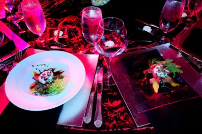 The hotel used two different plates for the appetizer service, alternating between settings at the tables.