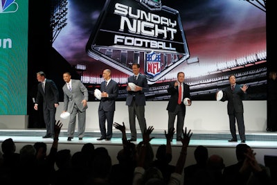 Inside the early presentation, talent from NBC programs like Sunday Night Football joined NBC entertainment chairman Jeff Gaspin on stage to talk about new and returning series.