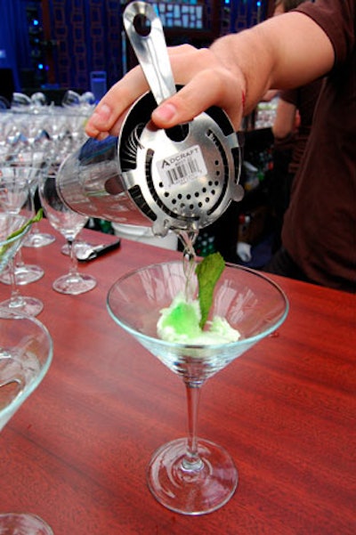 One of Fox's signature cocktails, the 'So Magical,' required bartenders to pour a mixture of rum, lime juice, and muddled mint over a tuft of sour apple cotton candy.