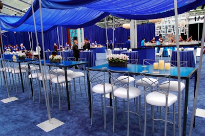 Fox added more seating, with long rows of high tables under blue tents.