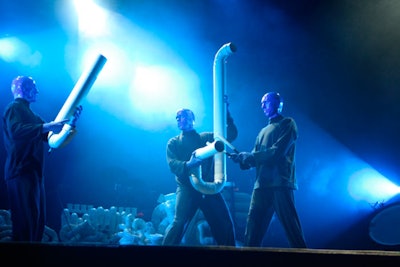 Blue Man Group's traveling troupe wrapped up the night with a nearly 45-minute performance.