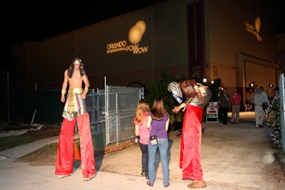 Stilt walkers greeted guests as they arrived at Universal Studios.