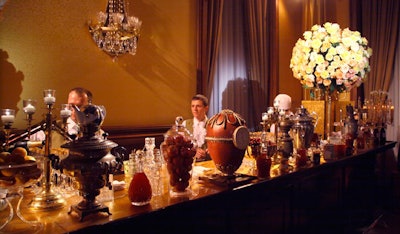The bar in the Yellow Hall served a variety of Russian deserts like vatrushki and cheese blinchiki.