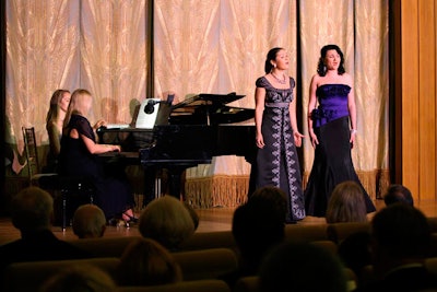 Rising opera stars from the Bolshoi Opera performed in the embassy's auditorium.