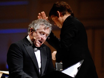 De Niro read John F. Kennedy quotes to the music of the orchestra.