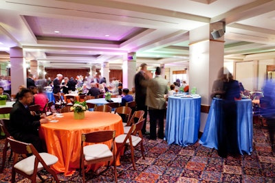 Function rooms offered guests space to eat and drink before the concert and also included the Pops color scheme on tables and floral arrangements.
