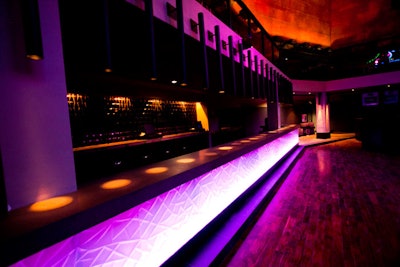 Colored lighting adds drama to the look.