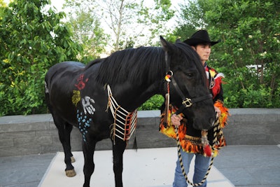 Several of Mrs. Pickens' mustangs were on display during the cocktail hour.