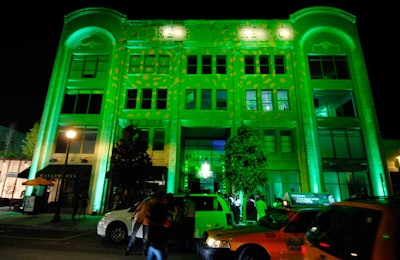 Everlast Productions illuminated the outside of the building with green lighting to match Heineken's logo.