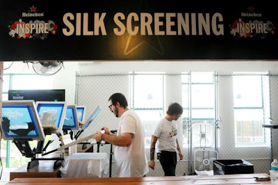 Guests could design their own T-shirt with one of four Heineken images that experts screened onto them.