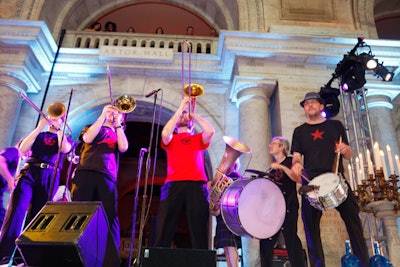 A number of the festival's events included full bands and performance artists, including Slavic Soul Party! at the gala (pictured), ice-carving demonstrations during Tippling Point's cruise, and a burlesque show for Campari's 150th anniversary.