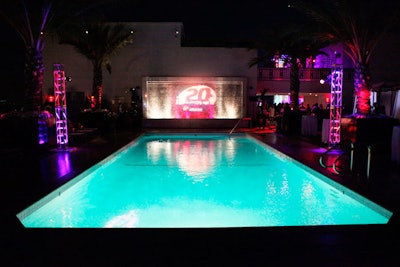Colorful lighting made the pool area pop.