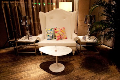 Oversize furnishings provided seating in the bar area.