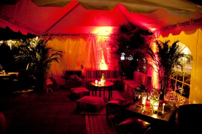 Event planner Kris Menon created a Moroccan cabana on the patio at One.