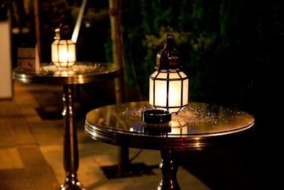 Moroccan lanterns topped cocktail tables on the patio.