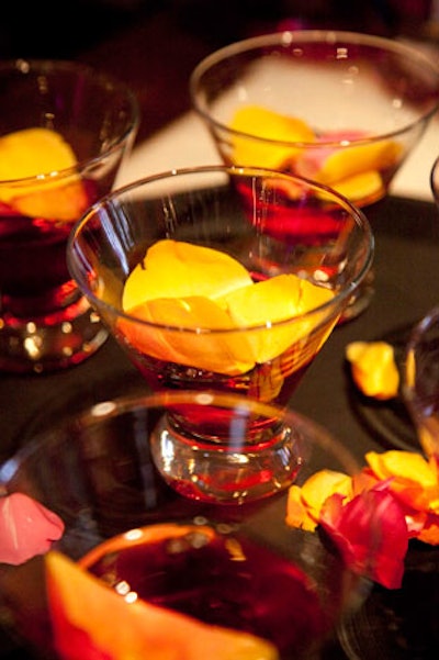 Rose petals floated in signature martinis served during the V.I.P. dinner.