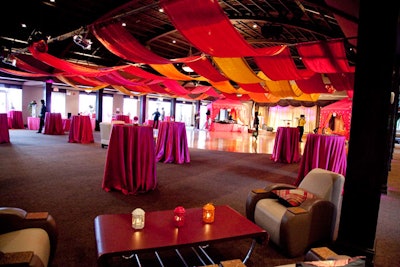 Event planner Lina Dhingra of KarmaPro Entertainment dressed the after-party space in red, pink, and yellow.