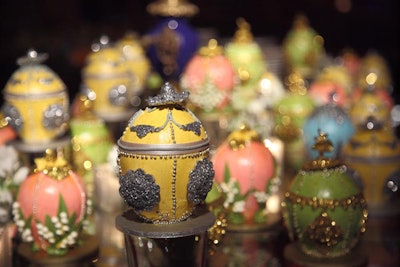 Acclaimed baker Sylvia Weinstock created 300 small cakes resembling Faberge eggs.