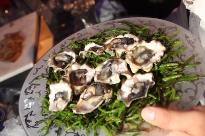 Fresh shucked oysters on the half shell were available in the ice palace.