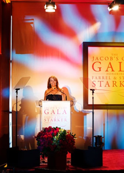 Much of the budget went to the staging and presentation, where honoree Farrel Starker briefly spoke to the crowd during the Abigail Kirsch-catered dinner.