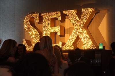 Glittering letters spelled out the word Sex at the champagne bar.