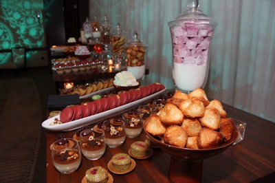 Frederic Moreau, pastry chef at NoMI, created a spread of sweets. Offerings included passion fruit and black currant marshmallows, coconut rochers, and lychee-raspberry macaroons.
