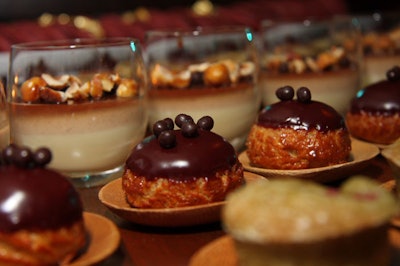 Moreau also prepared lemon-hazelnut custard in a glass and chocolate-cherry choux.