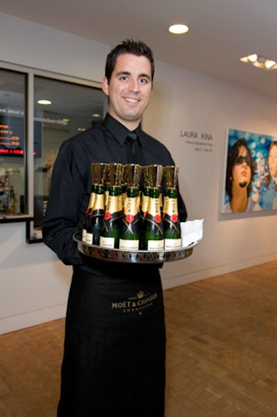 At the screening, servers circulated with mini bottles of Moët and Chandon.