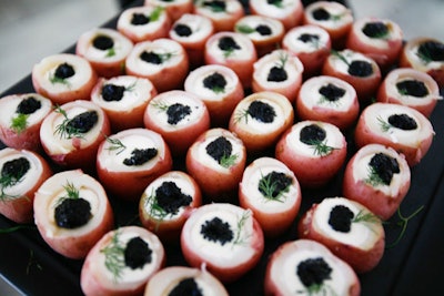 Russian appetizers from Sodexo included baby red potatoes with caviar and crème fraîche.