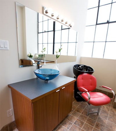 A full-service master bathroom is in the studio.